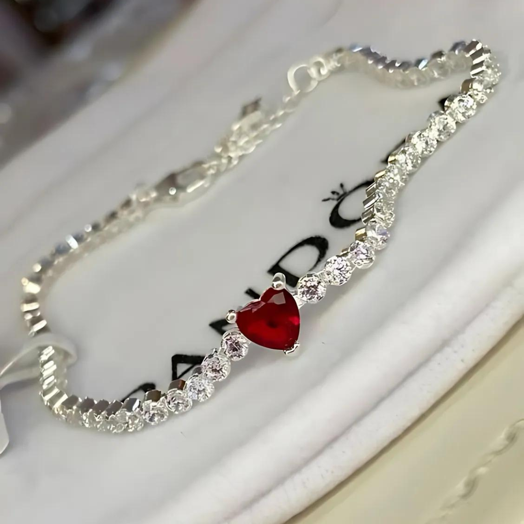PANDORA RED HEART TENNIS BRACELET + GIFT KIT