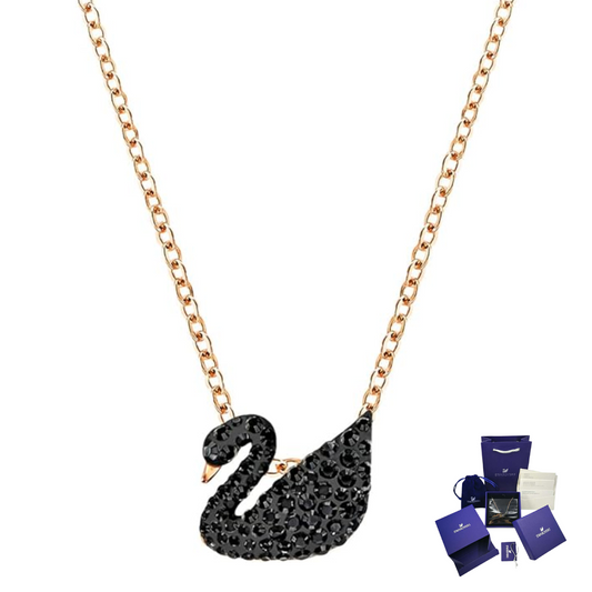 Swarovski Iconic Swan Black Swan Necklace + Gift Kit