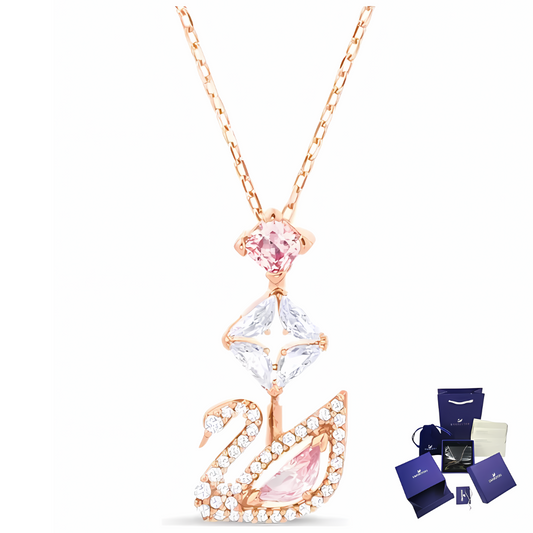 DAZZLING SWAN NECKLACE PINK RHODIUM + GIFT KIT