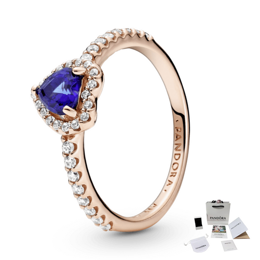 PANDORA ROSE GOLD BLUE HEART PROMISE RING