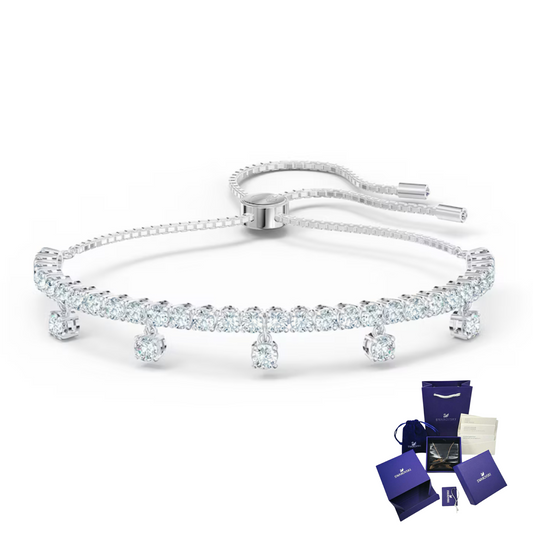 SWAROVSKI SUBTLE DROP CRYSTALS SILVER TENNIS BRACELET + GIFT KIT