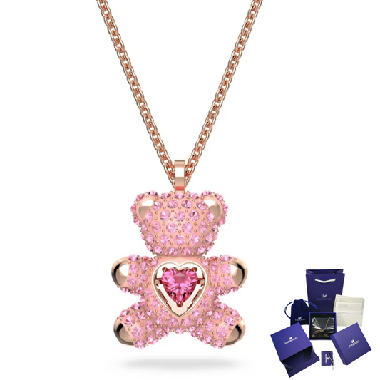 TEDDY BEAR NECKLACE SWAROVSKI ROSE GOLD