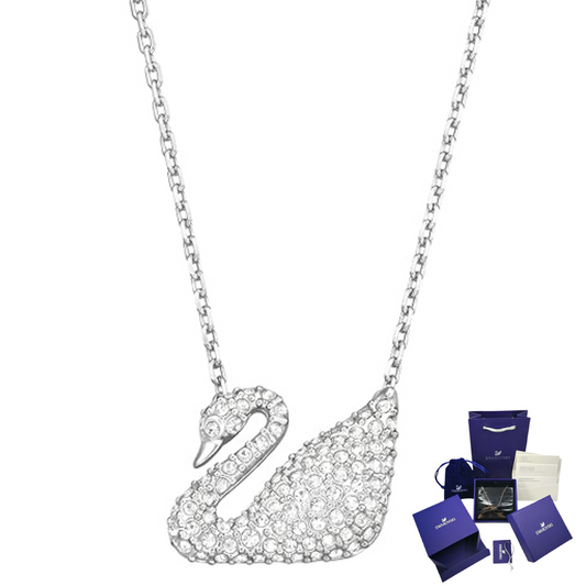 DANCING SWAN CLASSIC WHITE SWAN SWAROVSKI CRYSTAL NECKLACE