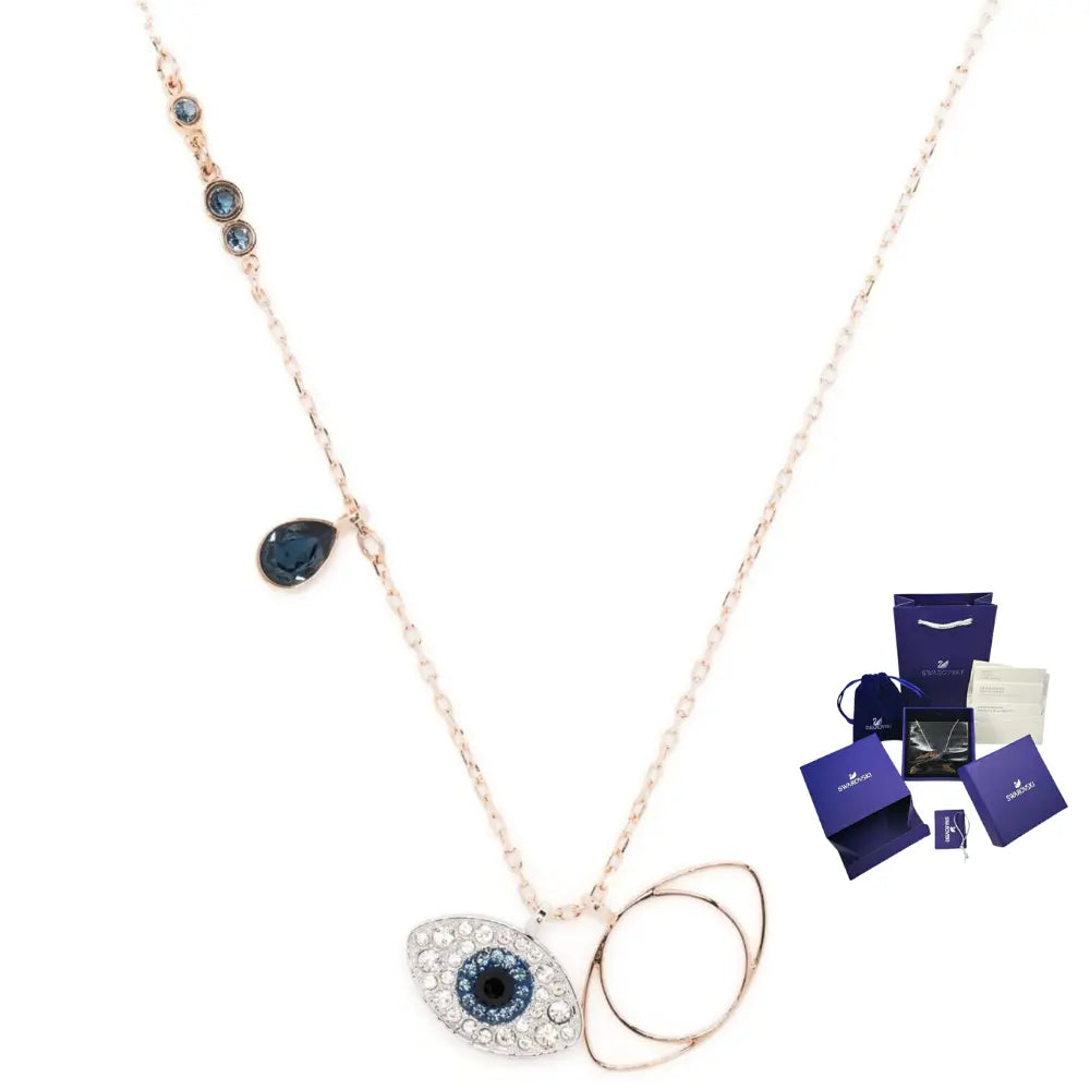 Devil Eye Necklace with Swarovski Crystal and Rose Gold on Sale
