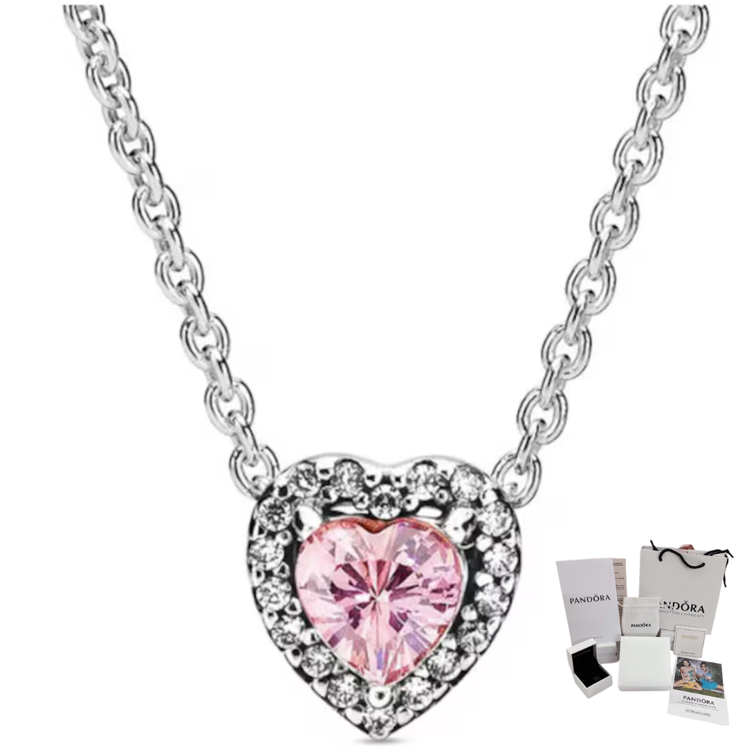 PANDORA SOARING HEART PINK NECKLACE + GIFT KIT