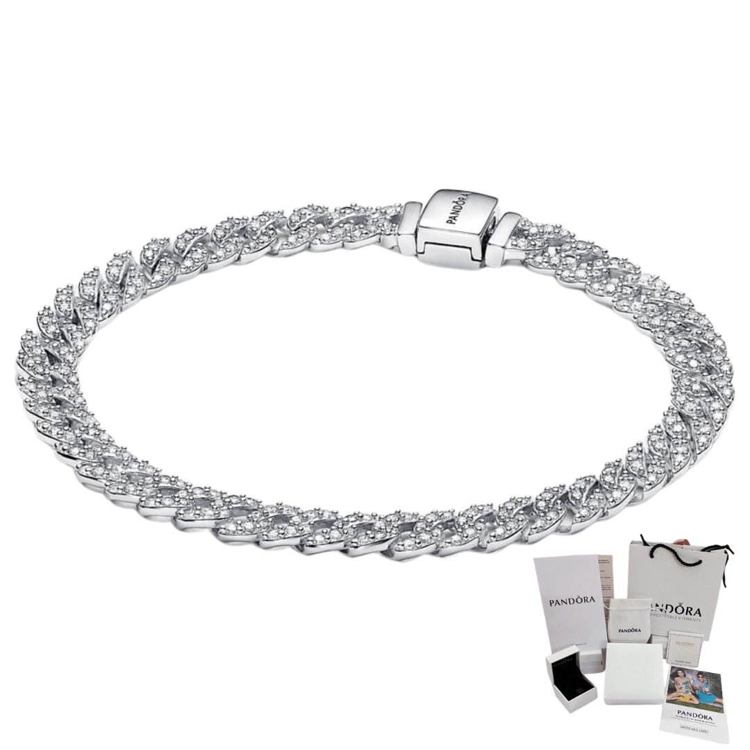 PANDORA TENNIS TIMELESS PAVE BRILLIANT SILVER BRACELET + GIFT KIT