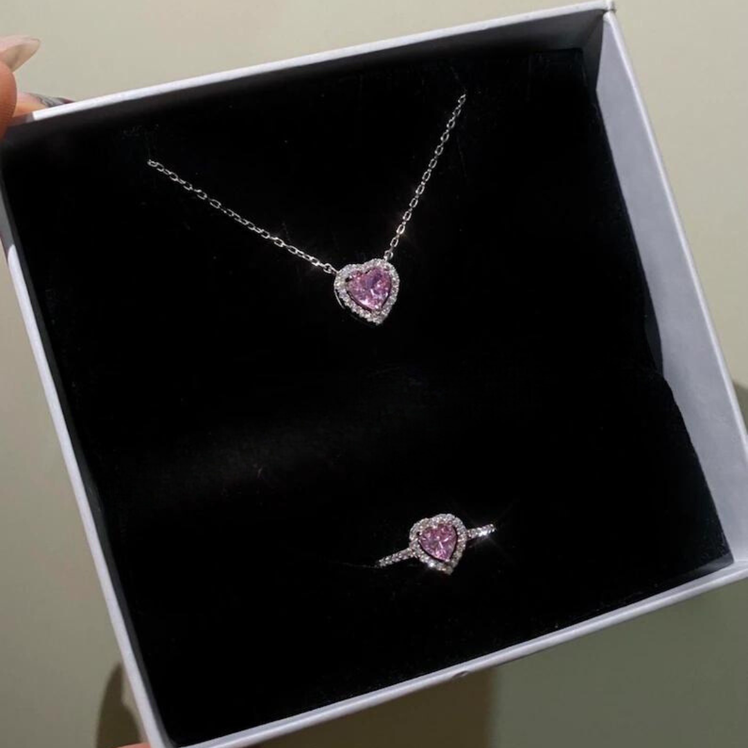 PANDORA SOARING HEART PINK NECKLACE + GIFT KIT