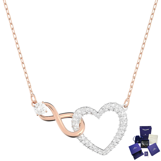 SWAROVSKI INFINITY HEART NECKLACE ROSE GOLD + GIFT KIT