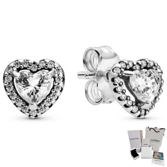 PANDORA RAISED HEART EARRINGS + GIFT KIT
