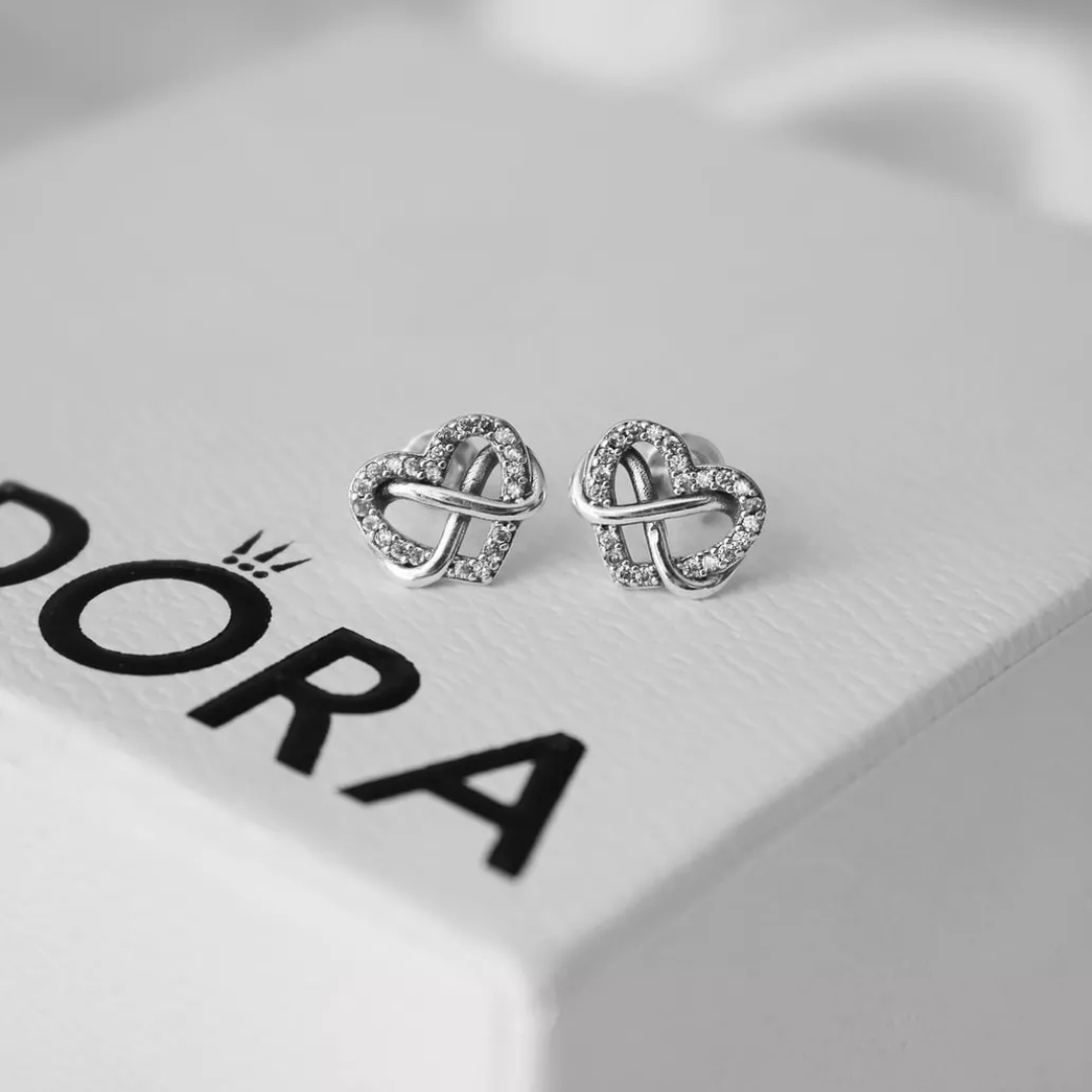 PANDORA INFINITY HEART EARRINGS + GIFT KIT