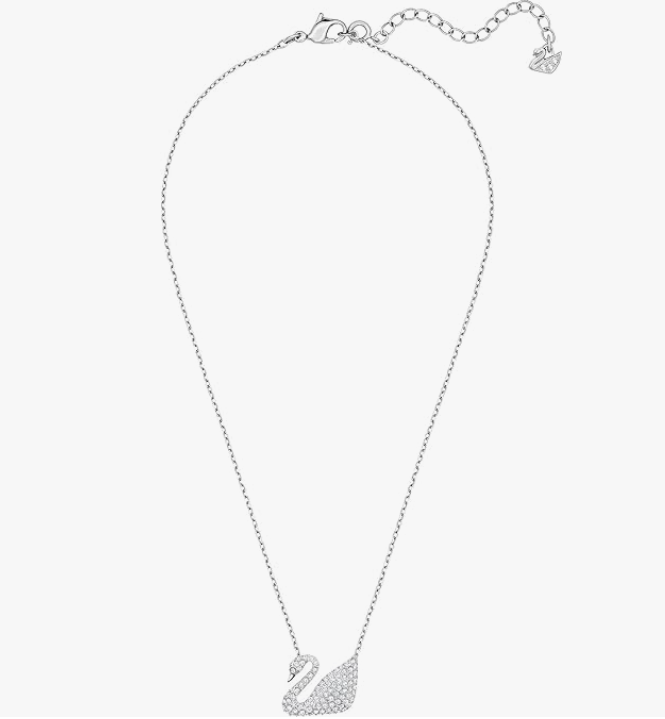 DANCING SWAN CLASSIC WHITE SWAN SWAROVSKI CRYSTAL NECKLACE