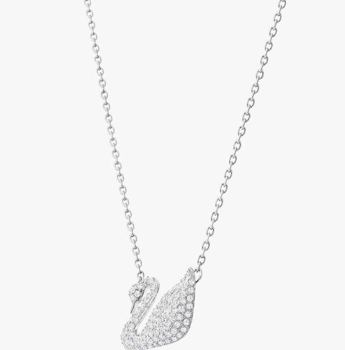 DANCING SWAN CLASSIC WHITE SWAN SWAROVSKI CRYSTAL NECKLACE
