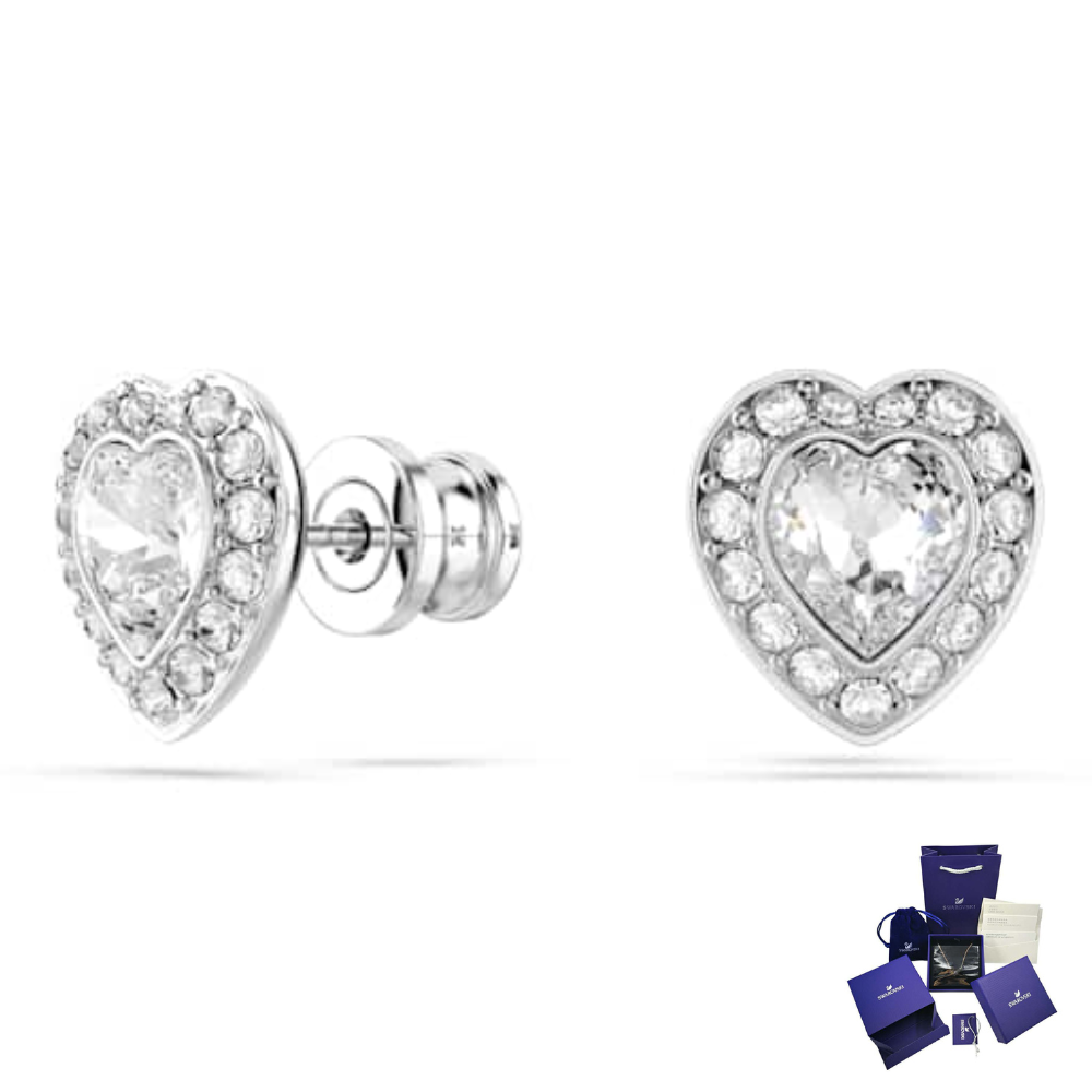 ARETES PENDIENTES CORAZON ARIANA GRANDE SWAROVSKI + KIT DE REGALO