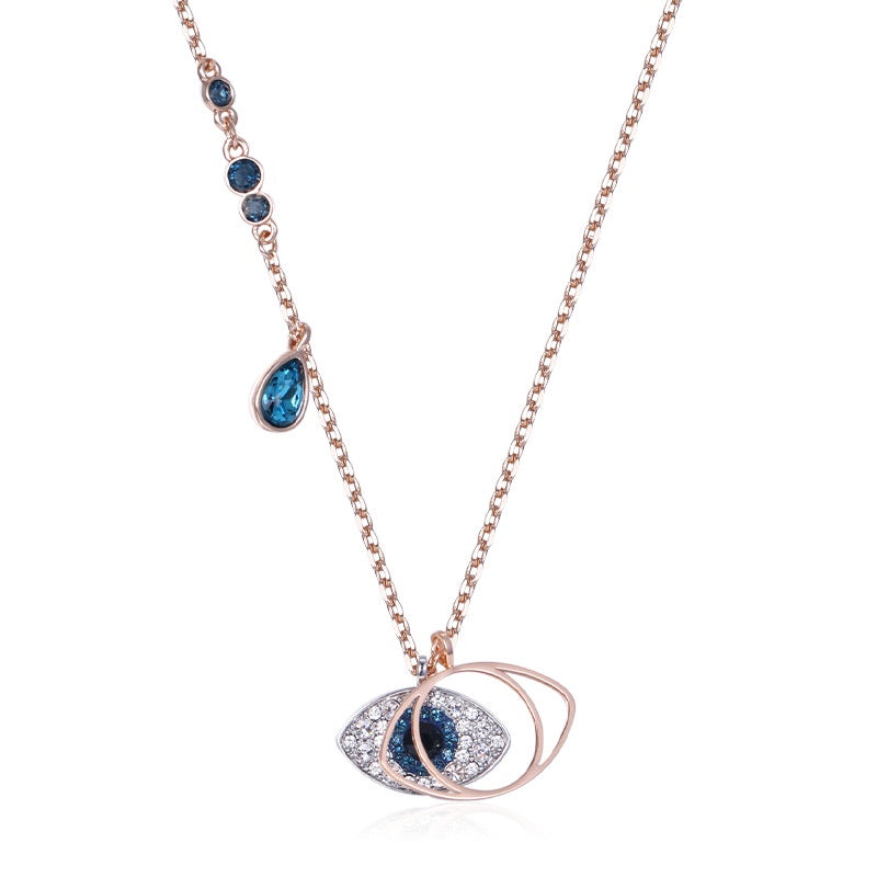 DEVIL EYE NECKLACE WITH SWAROVSKI CRYSTAL AND ROSE GOLD