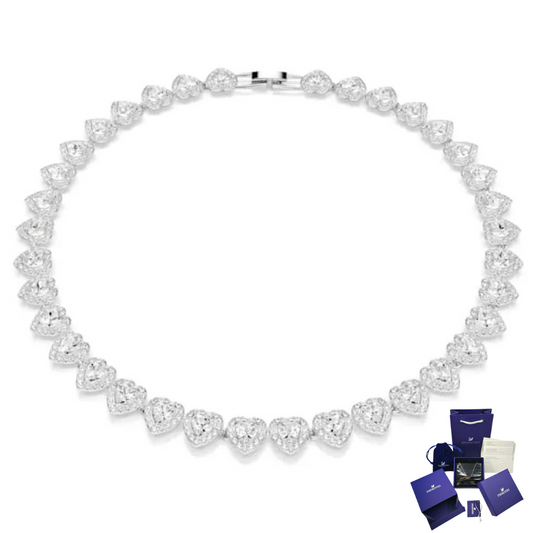 SWAROVSKI WHITE HEARTS TENNIS NECKLACE ARIANA GRANDE + GIFT KIT