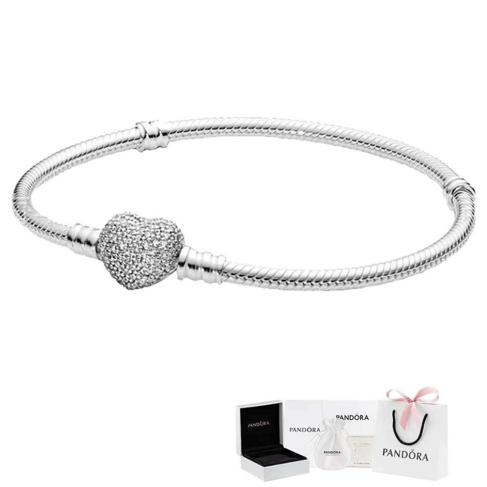 PULSERA PANDORA CORAZON CENTELLEANTE + KIT DE REGALO
