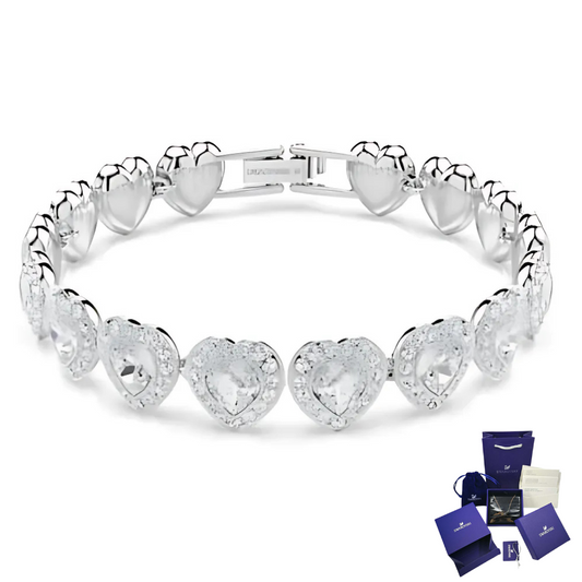 SWAROVSKI TENNIS BRACELET WHITE HEARTS ARIANA GRANDE + GIFT KIT
