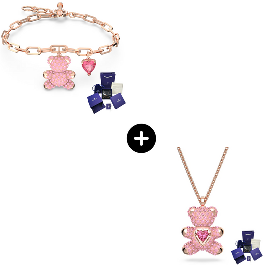 TEDDY BEAR SWAROVSKI BEAR BRACELET AND NECKLACE SET