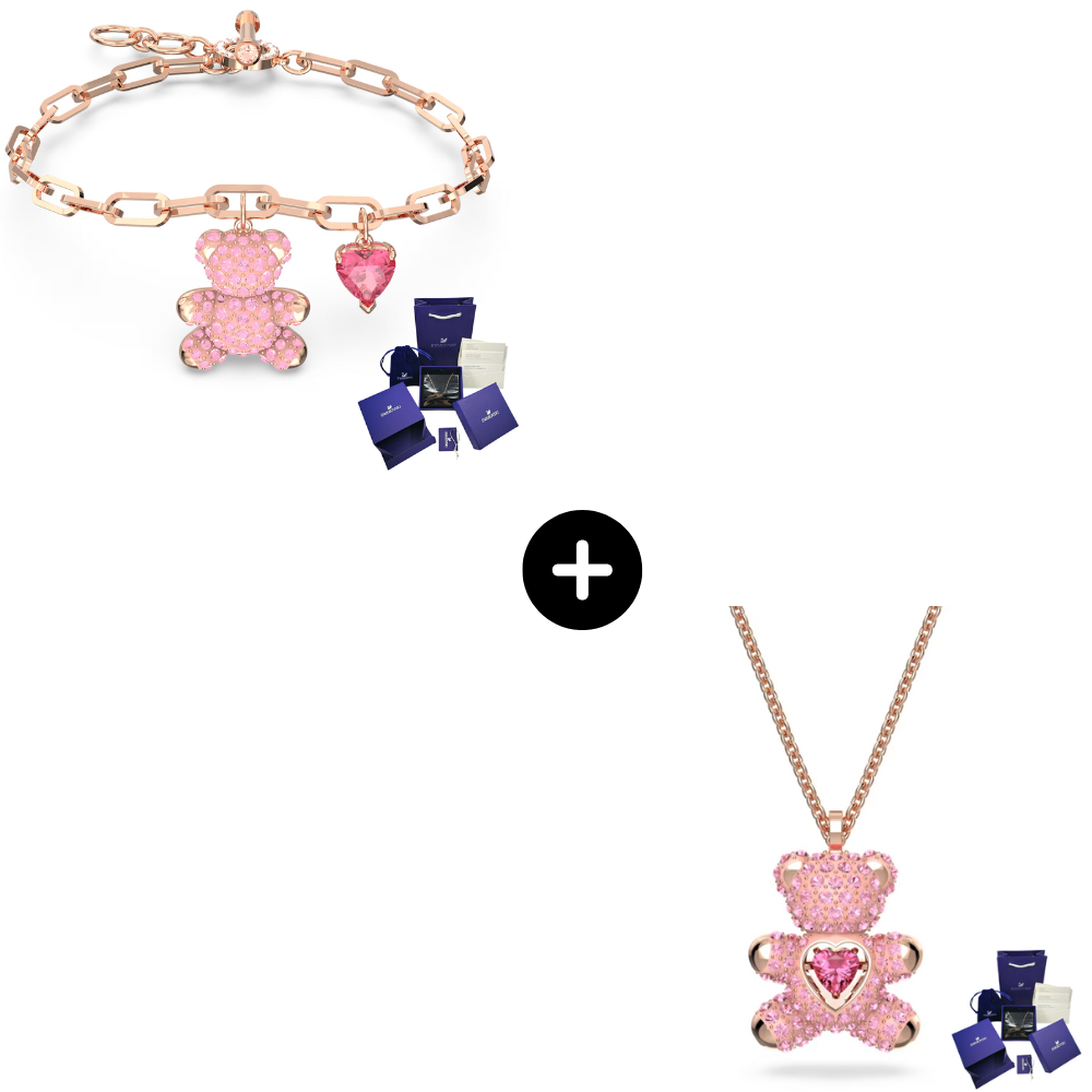 SET CONJUNTO PULSERA Y COLLAR TEDDY BEAR OSO SWAROVSKI