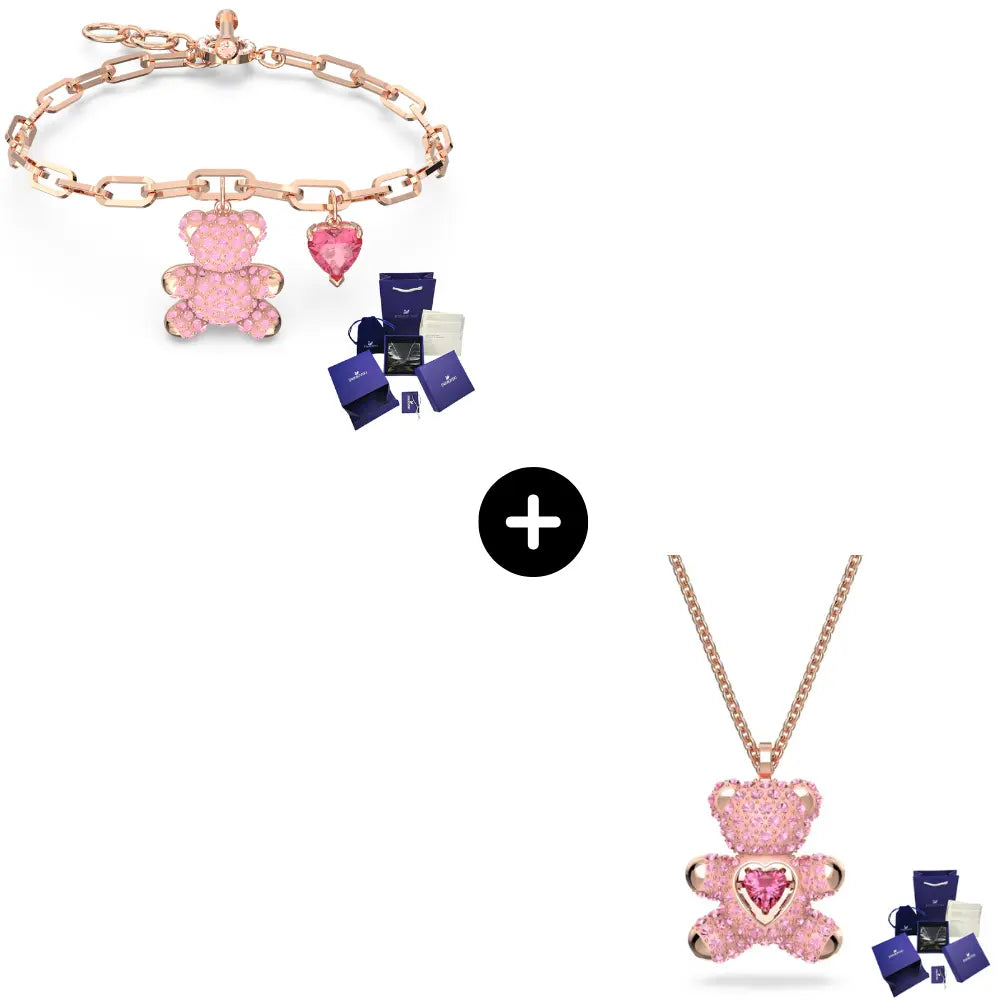 SET CONJUNTO PULSERA Y COLLAR TEDDY BEAR OSO SWAROVSKI