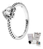 ANILLO PROMESA PANDORA CORAZON ELEVADO PLATA .925 + KIT DE REGALO