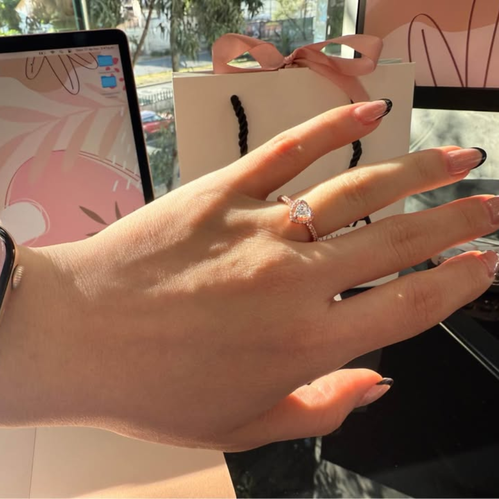 ANILLO PANDORA PROMESA CORAZON BRILLANTE ELEVADO BLANCO ORO ROSA + KIT DE REGALO