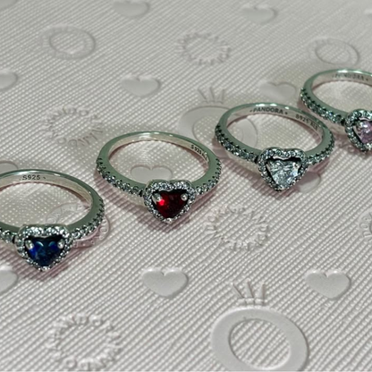 ANILLO PROMESA CORAZON ELEVADO ROSA + KIT DE REGALO