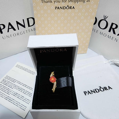 ANILLO PANDORA PINCESA DISNEY BELLA Y LA BESTIA ROSA ENCANTADA ORO 14K