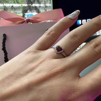 ANILLO PANDORA CORAZON ELEVADO ROJO + KIT DE REGALO