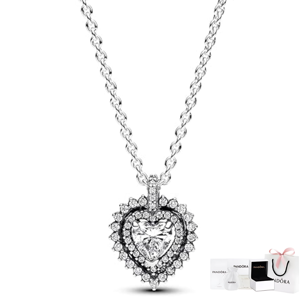 COLLAR CORAZON TIMELESS HALO PLATA .925
