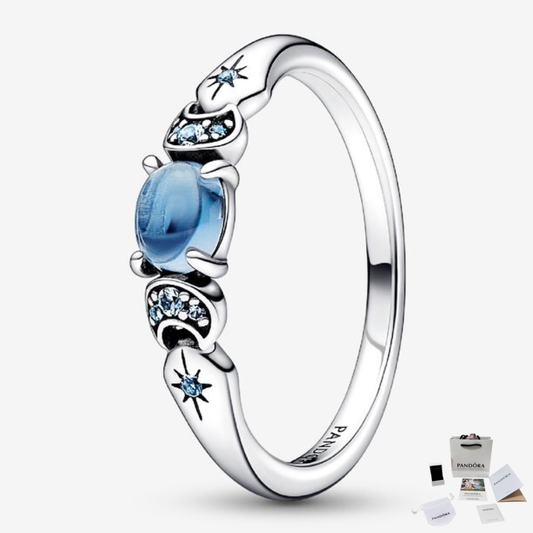 PANDORA RAISED HEART PROMISE RING NAVY BLUE + GIFT KIT 