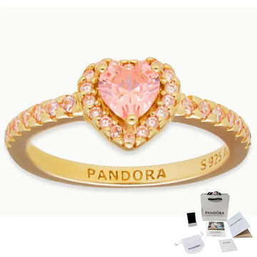 Anillo Promesa Corazón Elevado Rosa Pandora