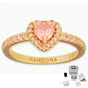 ANILLO PANDORA PROMESA CORAZON ELEVADO ROSA DORADO ORO + KIT DE REGALO