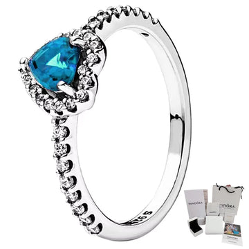 Anillo Promesa Corazón Elevado Azul Pandora