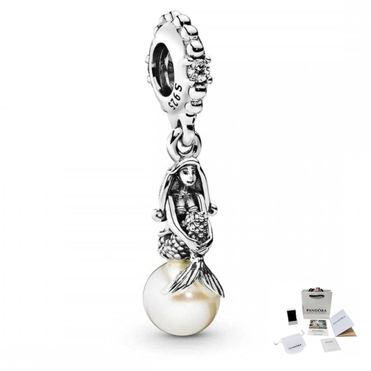 CHARM PANDORA ARIEL SIRENITA PERLAS DISNEY PLATA .925