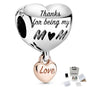 PANDORA HEART CHARM THANK YOU FOR BEING MY MOM 