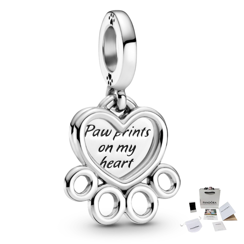 CHARM PANDORA COLGANTE CORAZONES MASCOTA HUELLA PATITA