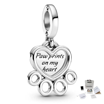 Charm Colgante Corazones Mascota Huella Patita Pandora