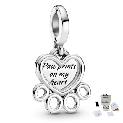 CHARM PANDORA COLGANTE CORAZONES MASCOTA HUELLA PATITA