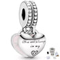 CHARM COLGANTE CORAZON MADRE E HIJA COLOR ROSA PLATA