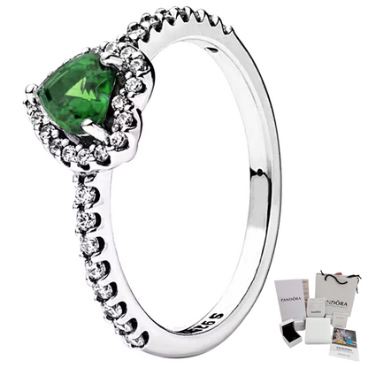 ANILLO PANDORA PROMESA CORAZON ELEVADO VERDE + KIT DE REGALO