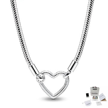 Collar Cadena de Serpiente Corazón para Charms Pandora