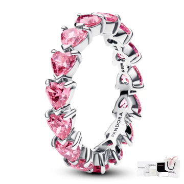 Anillo Promesa Alianza Corazones Rosas Pandora