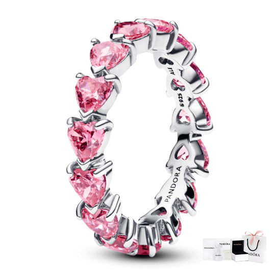 PANDORA RAISED HEART PROMISE RING NAVY BLUE + GIFT KIT 