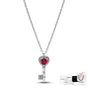 COLLAR PANDORA DIJE LLAVE CORAZON ROJO DANNA PAOLA PLATA .925