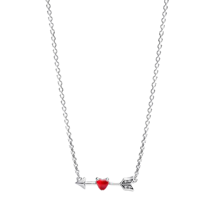 COLLAR PANDORA FLECHA Y CORAZON ROJO CRISTAL MURANO PLATA .925 ZOCALO ONLINE