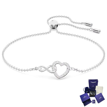 Pulsera Corazón Infinito Plateada Swarovski