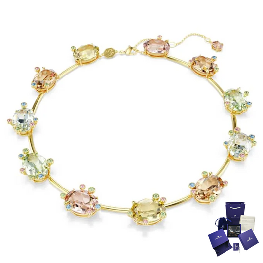 COLLAR GEMA CRISTALES COMPLETO MULTI COLOR SWAROVSKI + KIT DE REGALO
