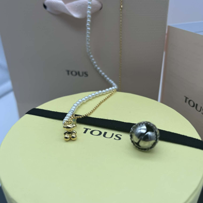 COLLAR TOUS DIJE ORO OSO TEDDY BEAR PERLAS TOPACIO BOLD BEAR PLATA .925 Y ORO 18K ZOCALO ONLINE