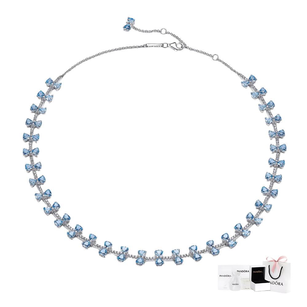 COLLAR PANDORA BRIDGERTON LAZO AZUL PLATA .925 ZOCALO ONLINE